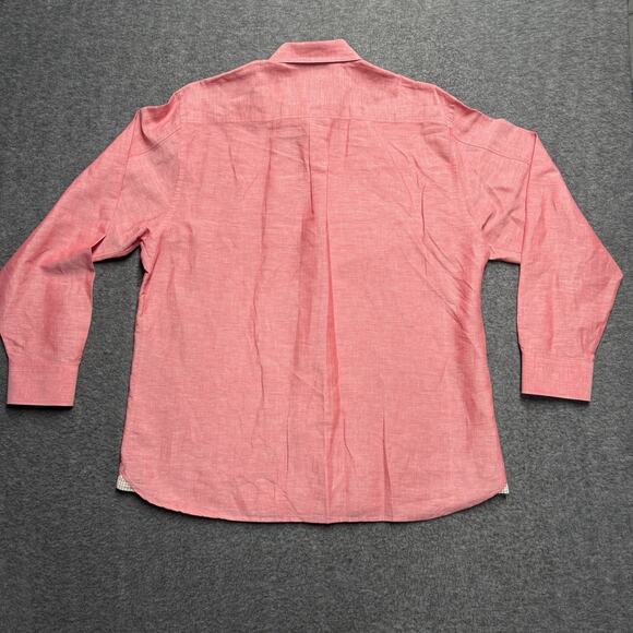 Tommy Bahama Linen Blend Button Up Shirt Men's XL Red Long Sleeve Beach - Picture 4 of 7